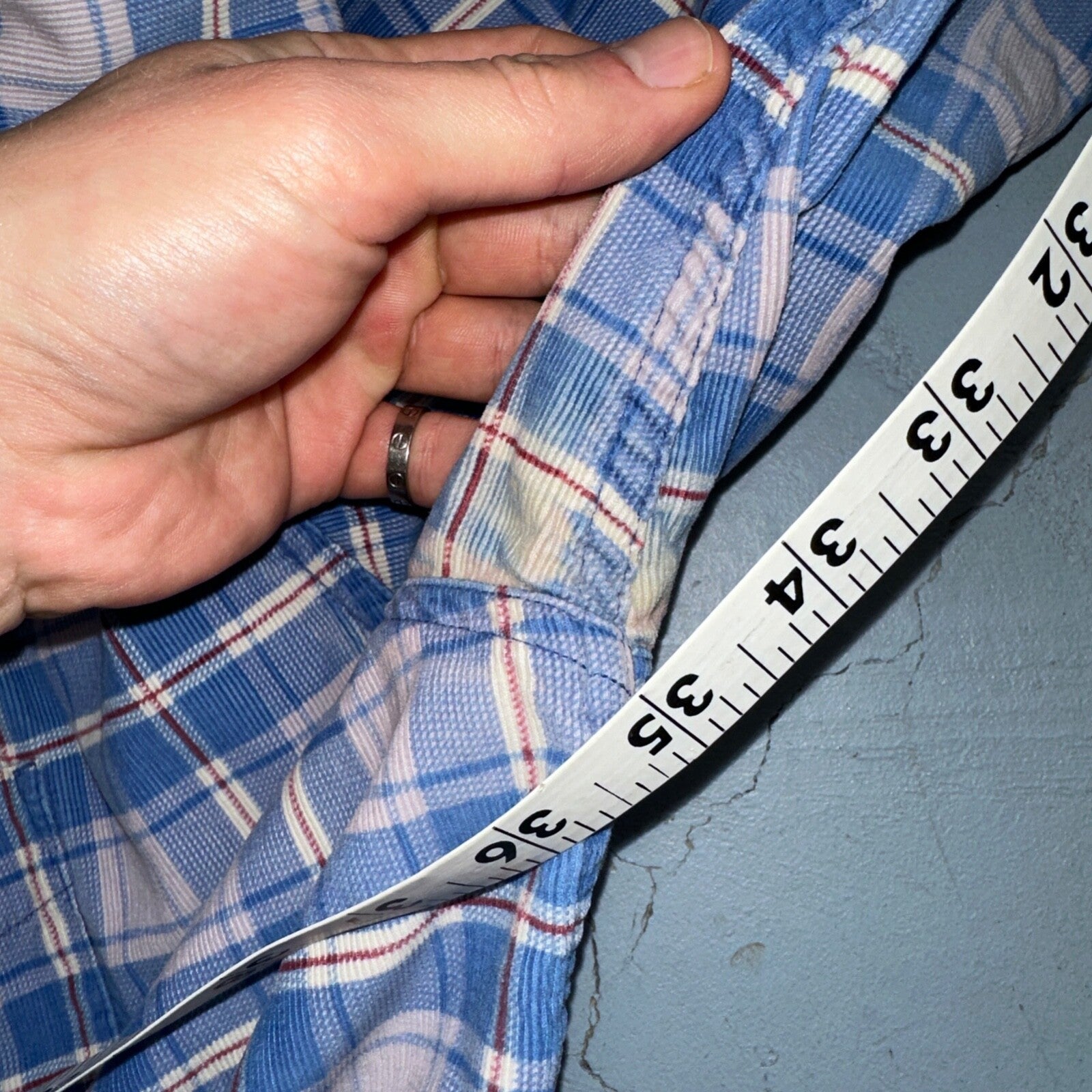 LL Bean Shirt Mens 2XL Blue Plaid Corduroy Button Down Traditional Fit VTG