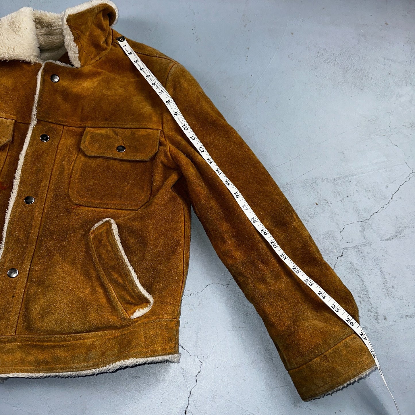 Vintage Suede Grande Bay Rancher Trucker Sherpa Lined Jacket Coat Men's 36