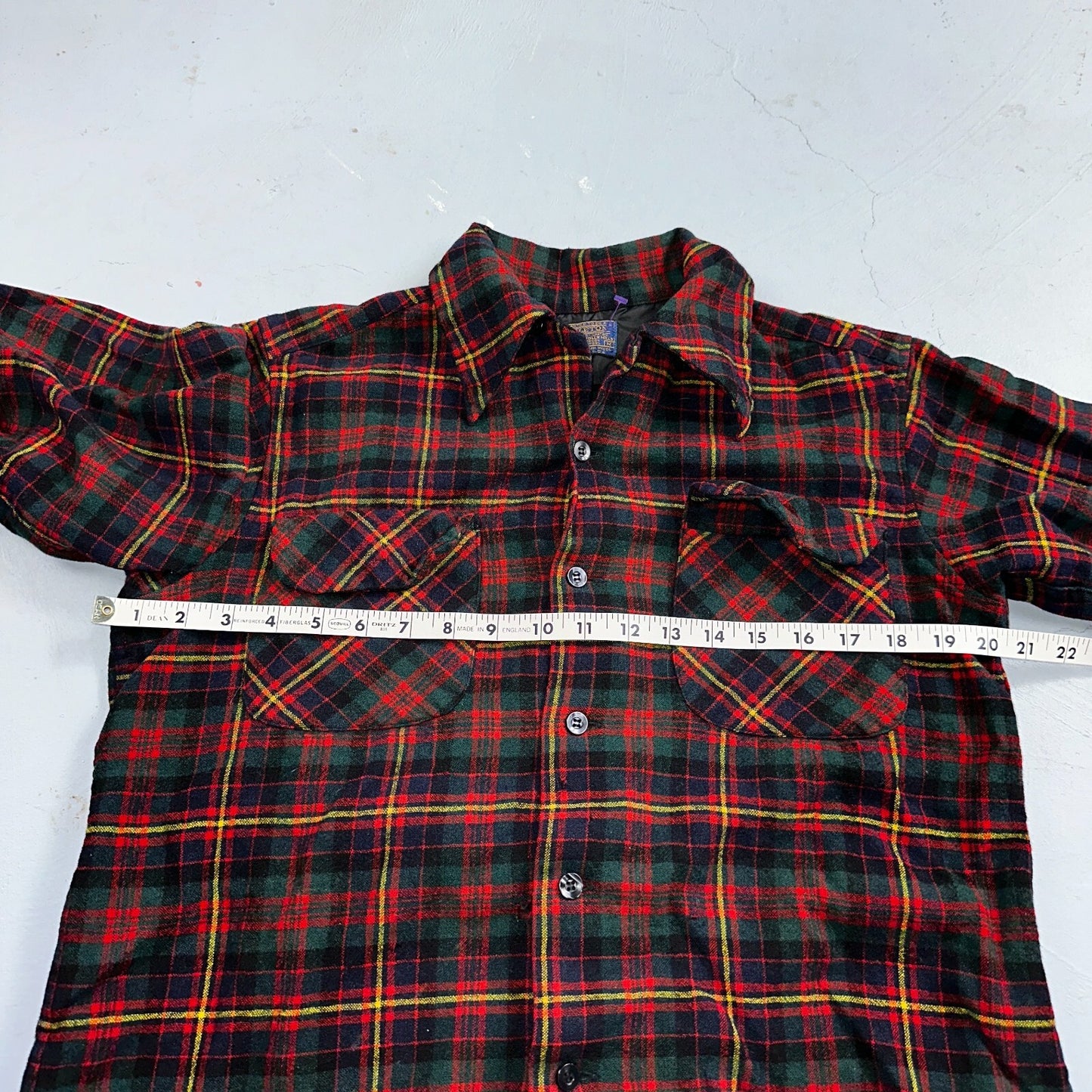 Pendleton 100% Virgin Wool Button Up Plaid Flannel Shirt Board VTG Thrashed 70s
