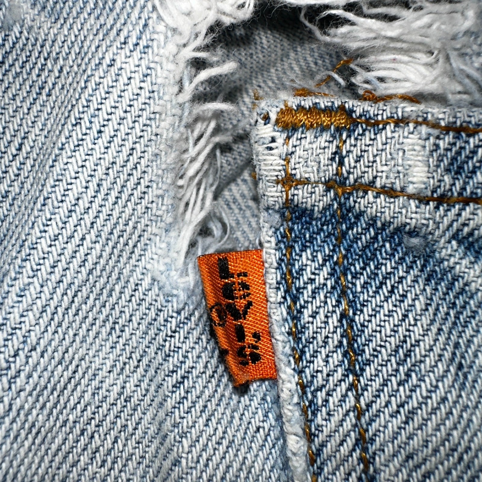 Levis 505 Vintage 90s Orange Tab Jeans 36x32 Thrashed Light Wash 501 Act 33x31