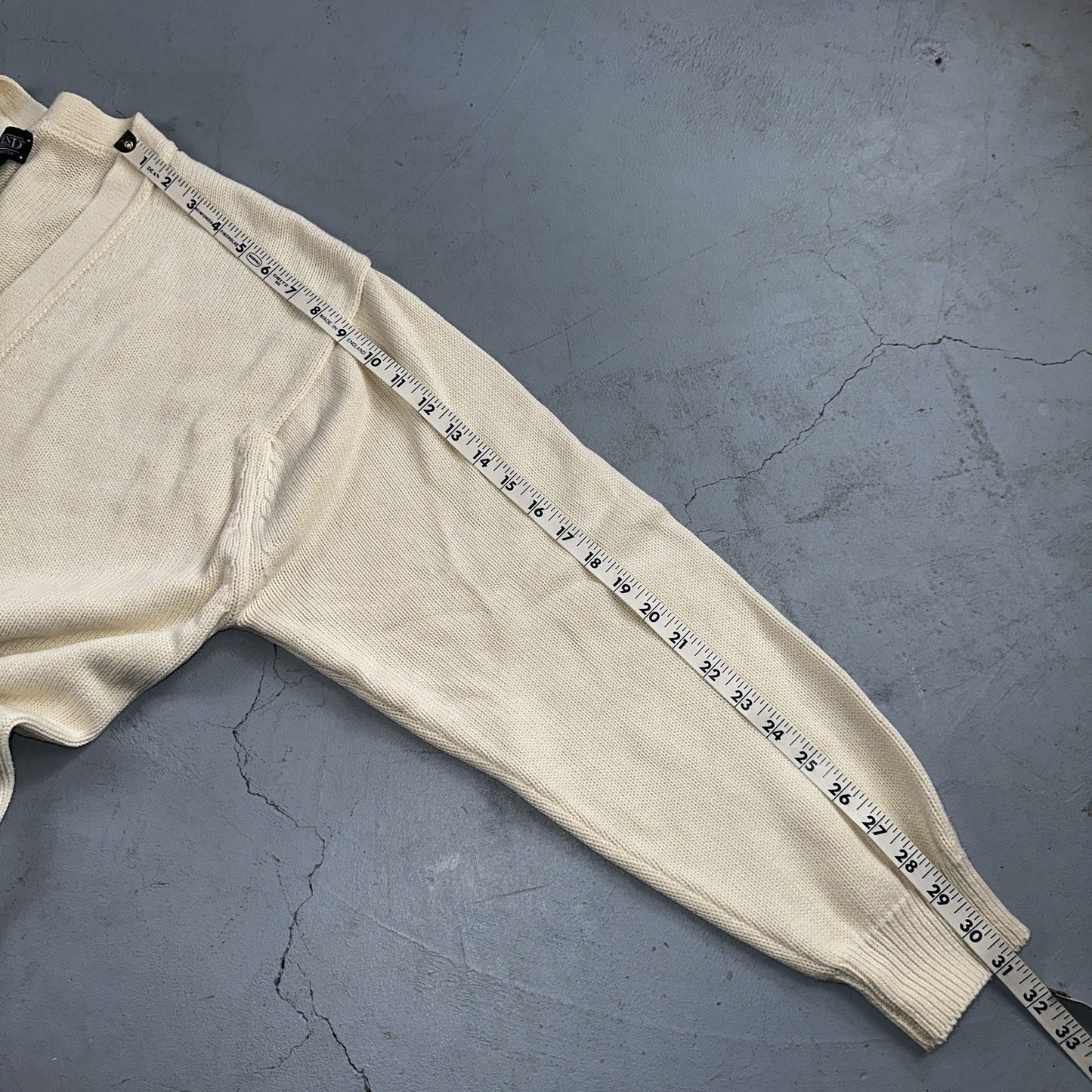 Vintage Lands' End Cardigan Sweater Men's Large White Button Front Made in USA