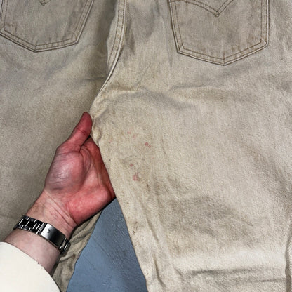 Levis 550 Vintage 90s USA Orange Tab Relaxed Tapered Leg Beige Tan Jeans 38x30