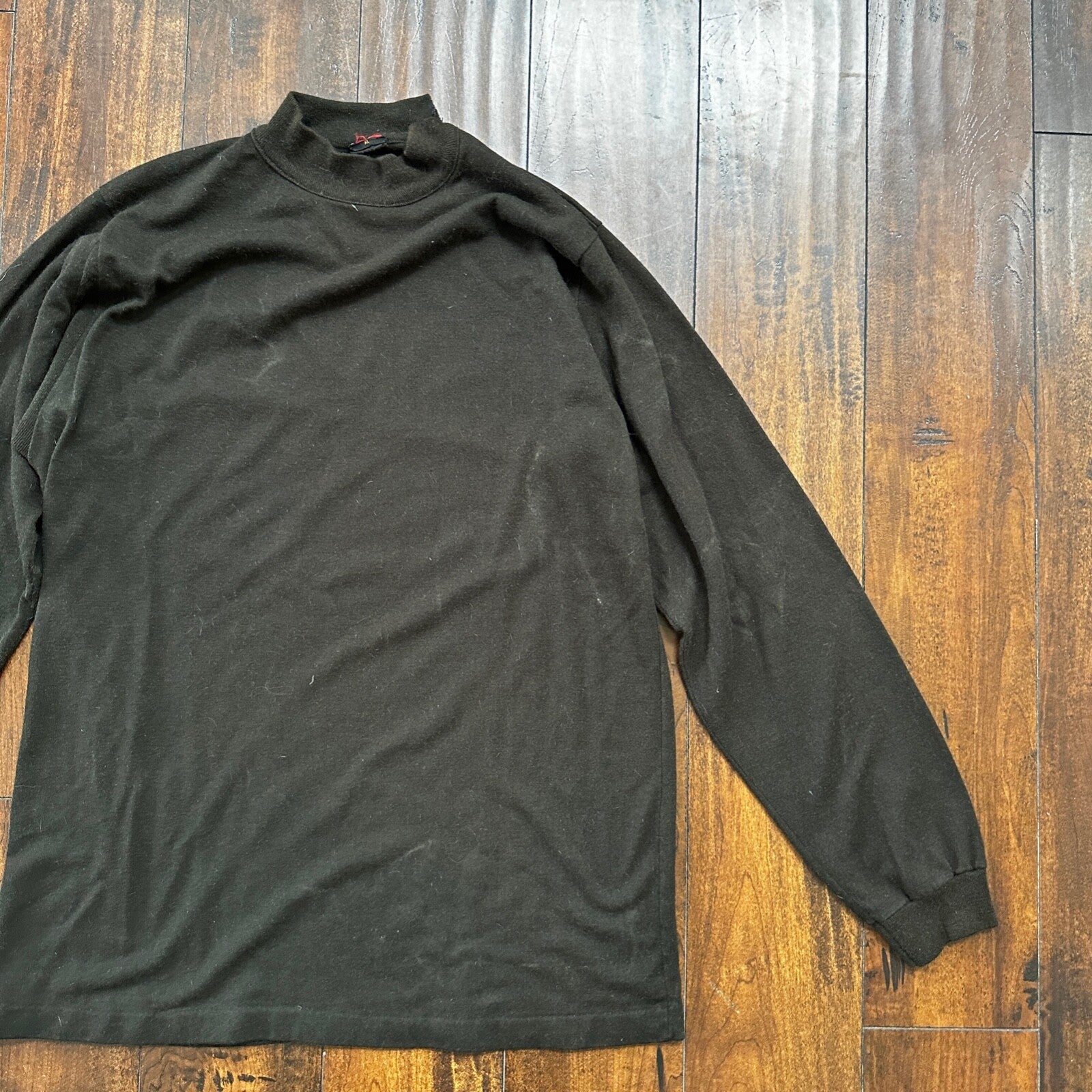 1960s Black Mock Neck Vintage T Shirt Crewneck Munsigwear Rockabilly 60s 70s