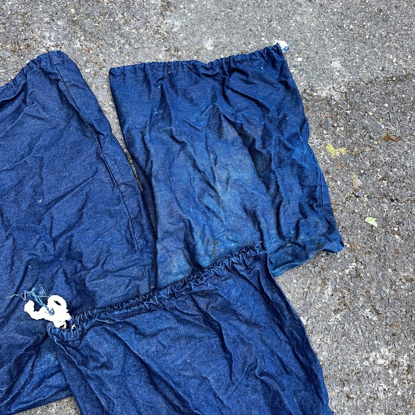 VTG 60s 50s Denim Blue Laundry Drawstring Faded Civilian Bag Lot of 3 USED