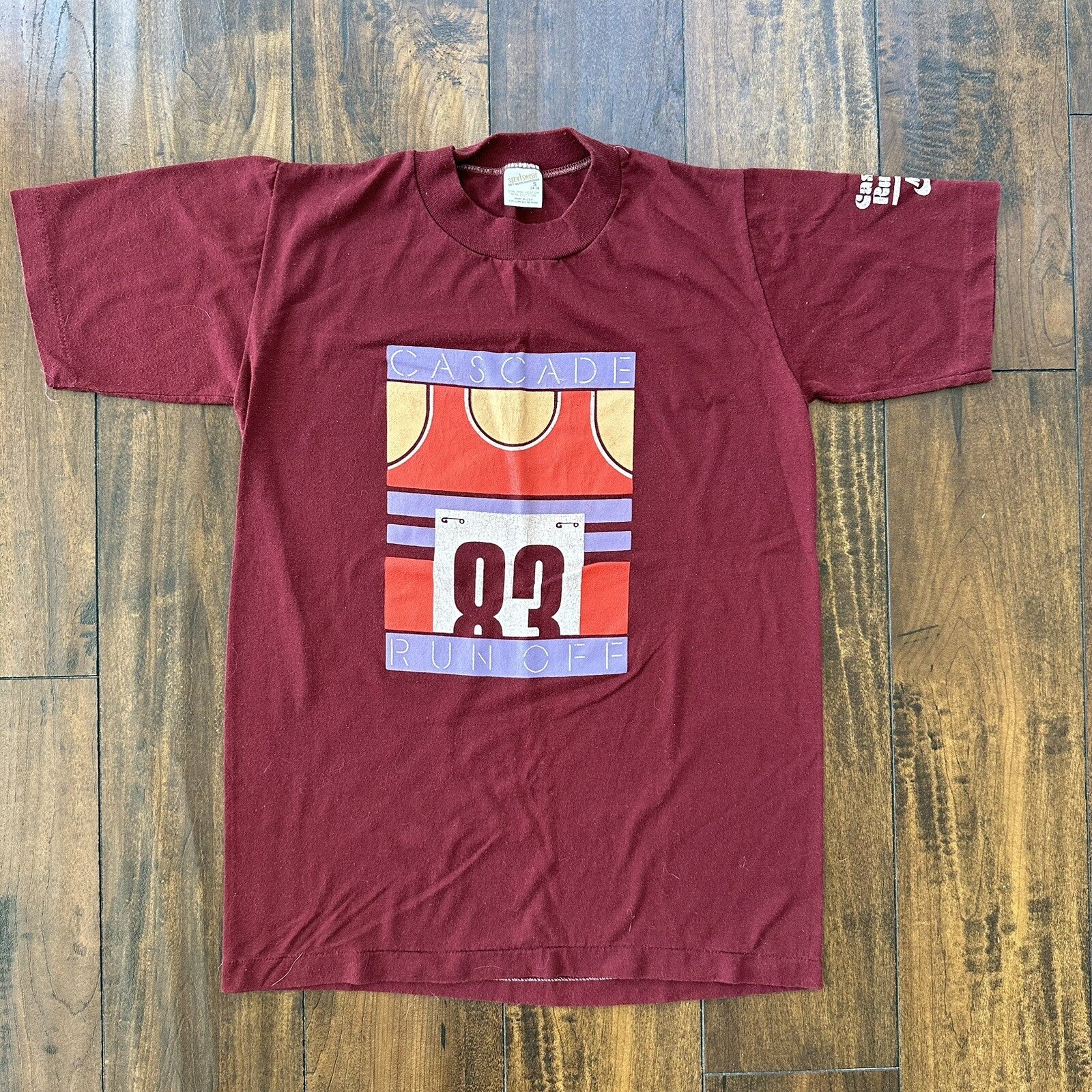 Nike 1983 Cascade Run Off T Shirt Vintage Geisha 80s Maroon Marathon Oregon Tee