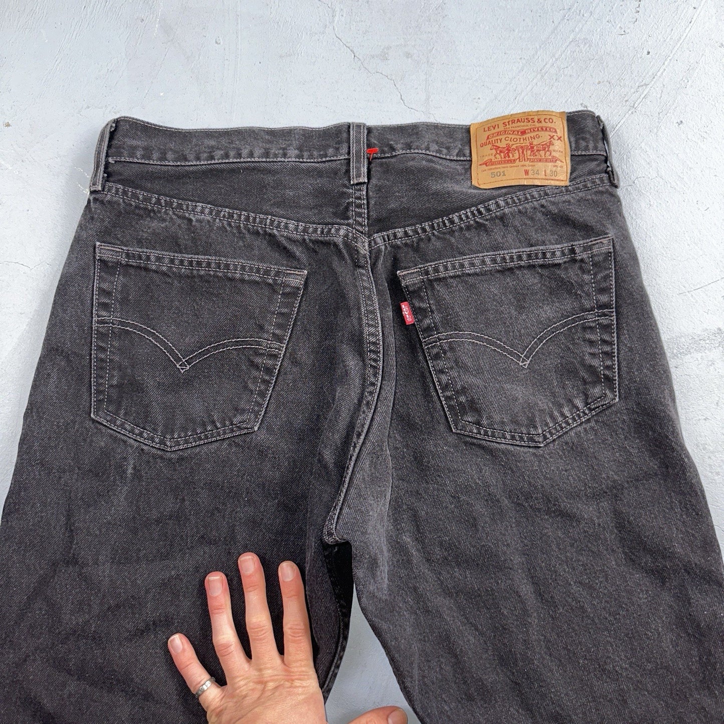 Levis 501 Vintage 90s Y2K XX Straight Leg Jeans Black Dark Wash 34x30 Act 32x25