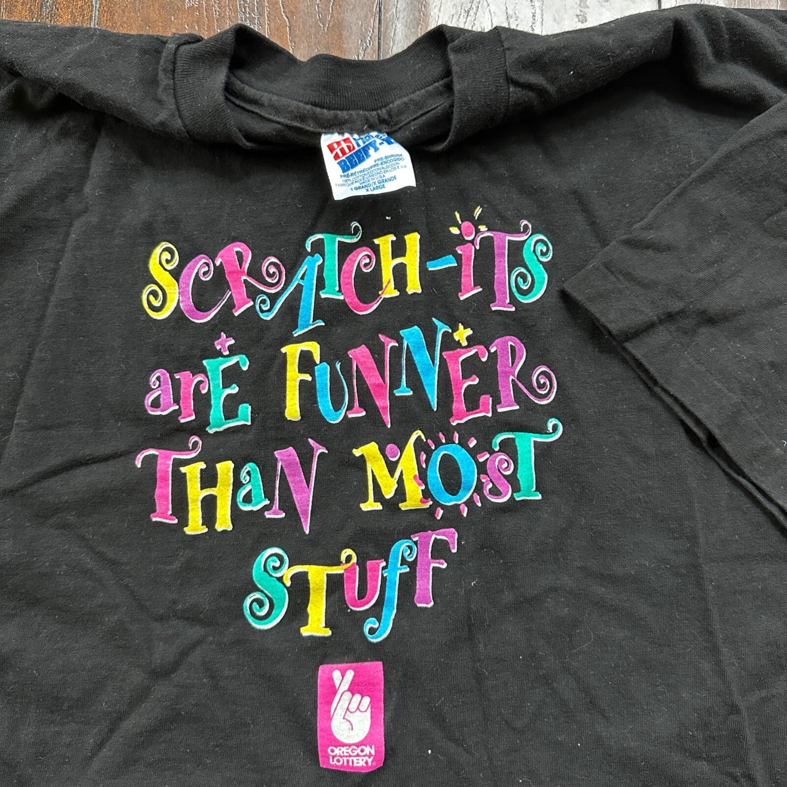 Funny Oregon Lottery Vintage T Shirt 90s Graphic Promo Sci Fi Scratch It Lotto