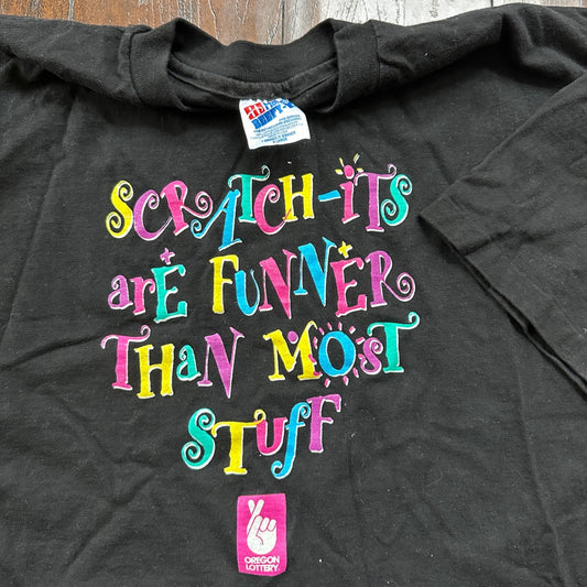 Funny Oregon Lottery Vintage T Shirt 90s Graphic Promo Sci Fi Scratch It Lotto