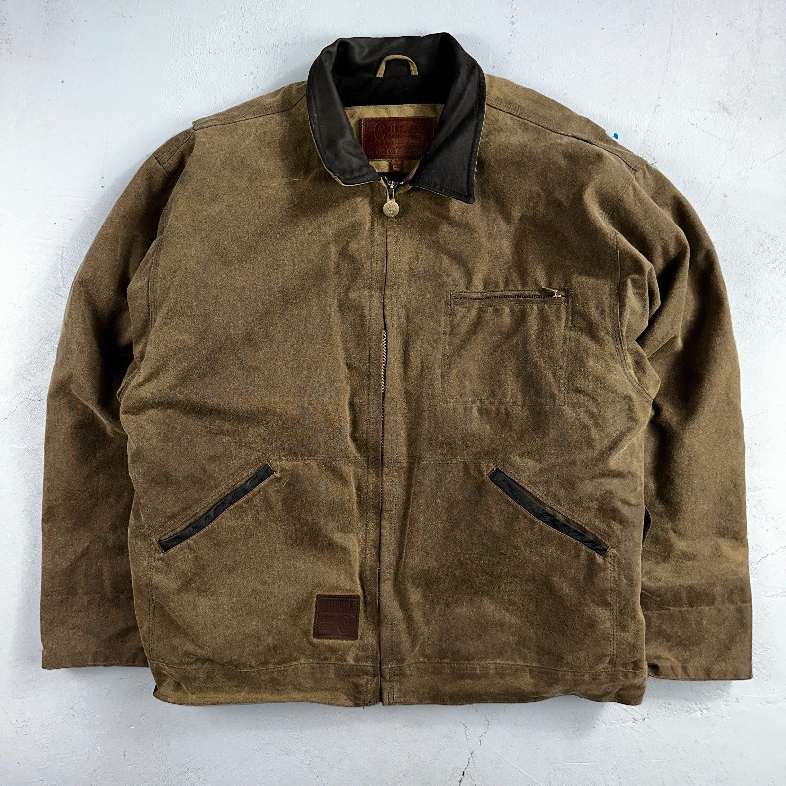 Outback Trading Waxed Canvas Fleece Lined Oilskin Jackhammer Jacket Mens XL