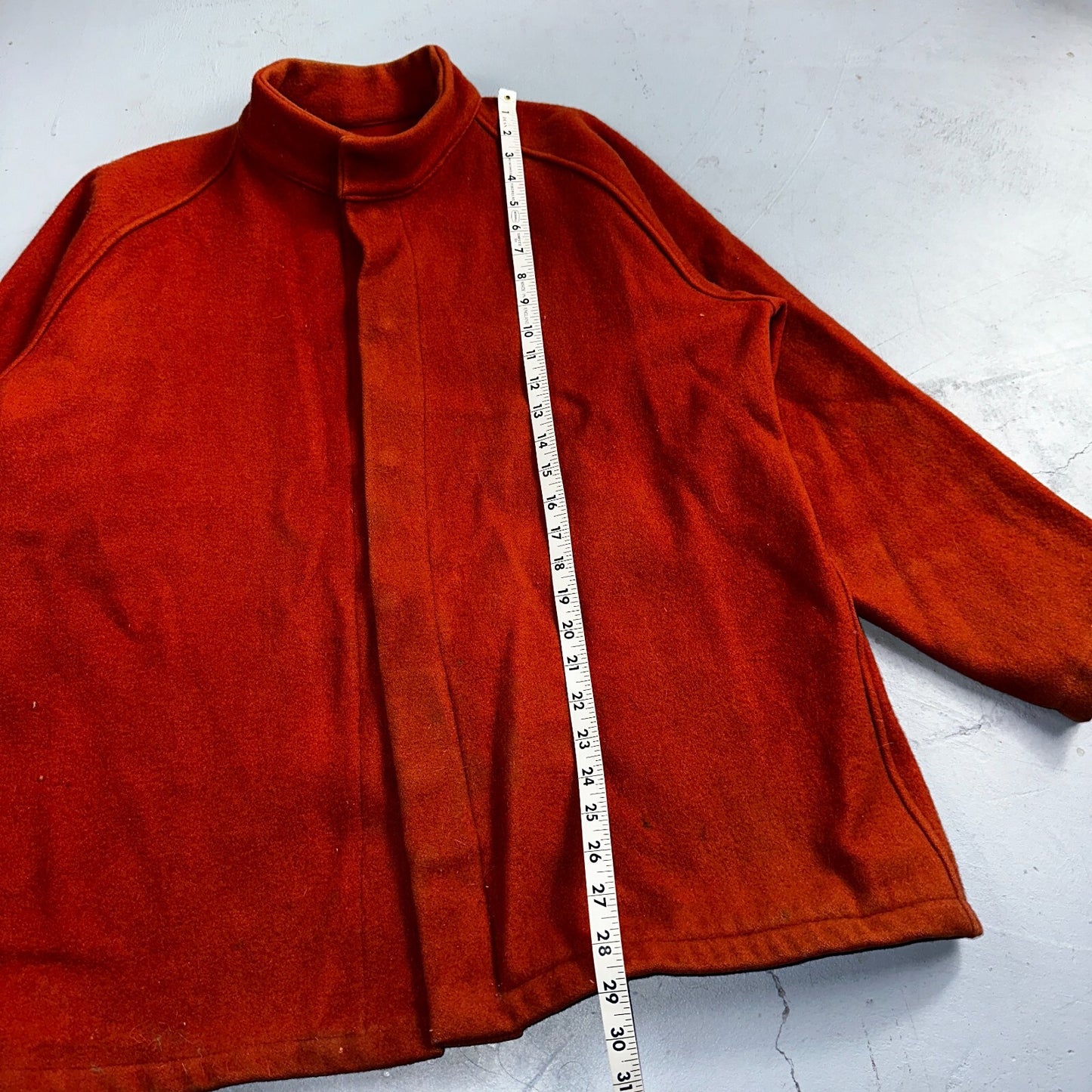 Vintage 60s 70s Wool Delivery Workwear Jacket M Rockabilly Burnt Orange Red