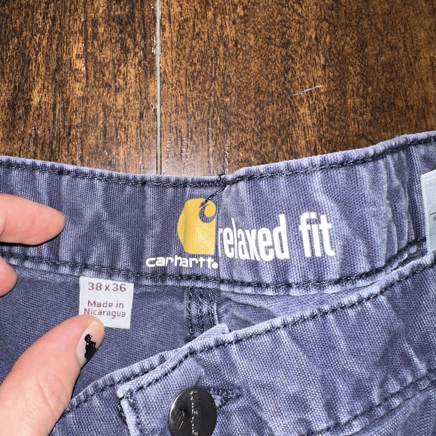 Carhartt Rugged Flex Relaxed Fit Canvas Work Pant Mens 38x36 Navy 102291-412 VTG