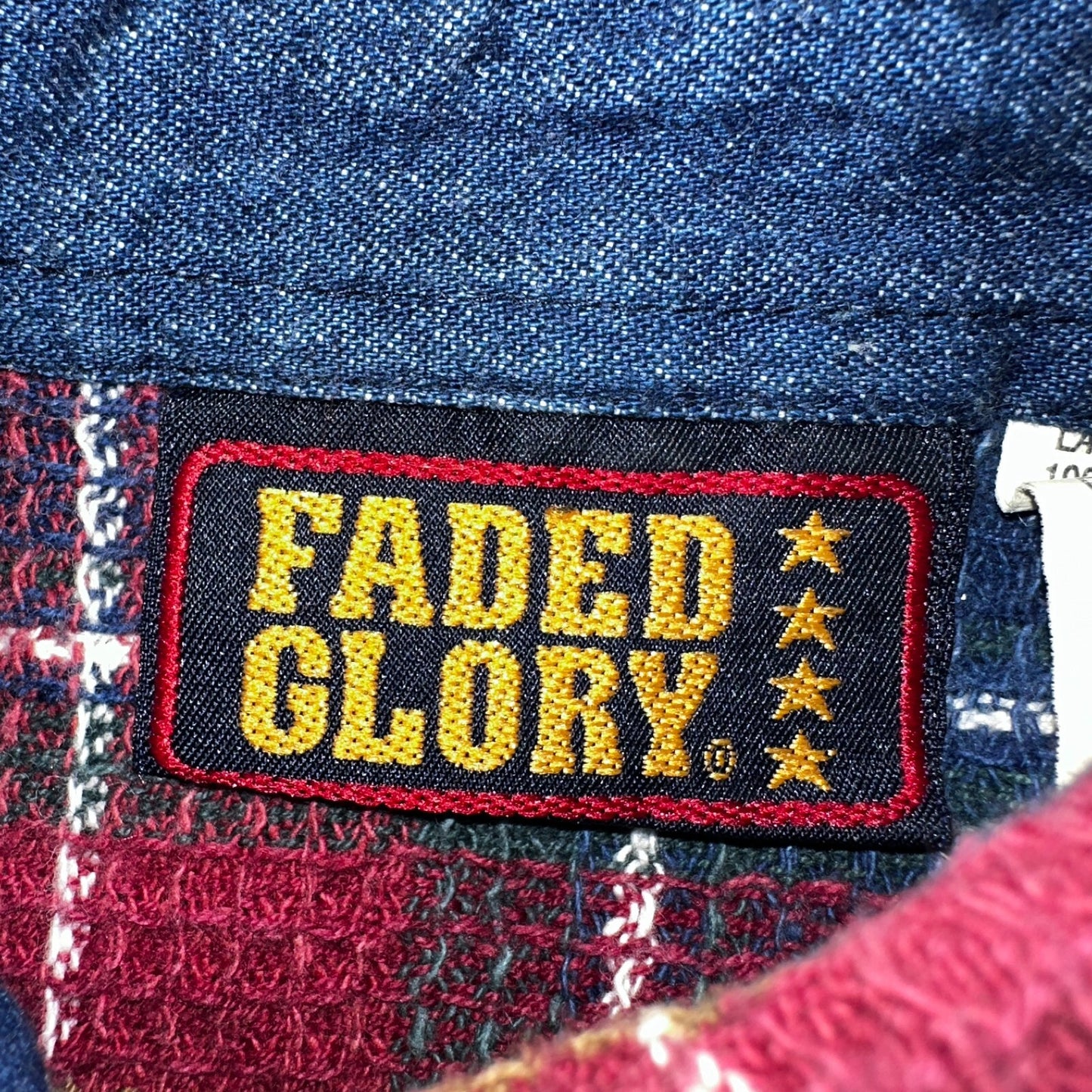 VTG 90s Faded Glory Womens Size L Plaid Long Sleeve Button Up Collar Shirt 1990s