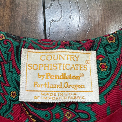 Pendleton Country Sophisticates Paisley Blouse Shirt Top Size 12 Petite Vintage
