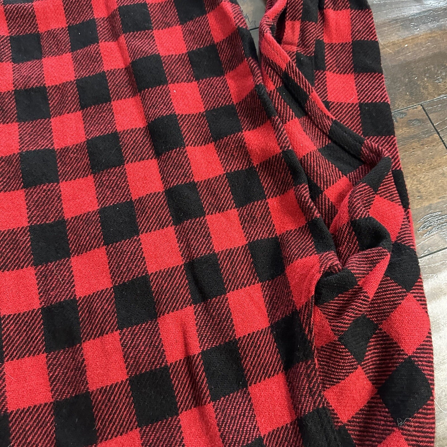 1950's vtg Buffalo Plaid Flannel L/S Jac Over Shirt Med Red Black 50s 60s Worn