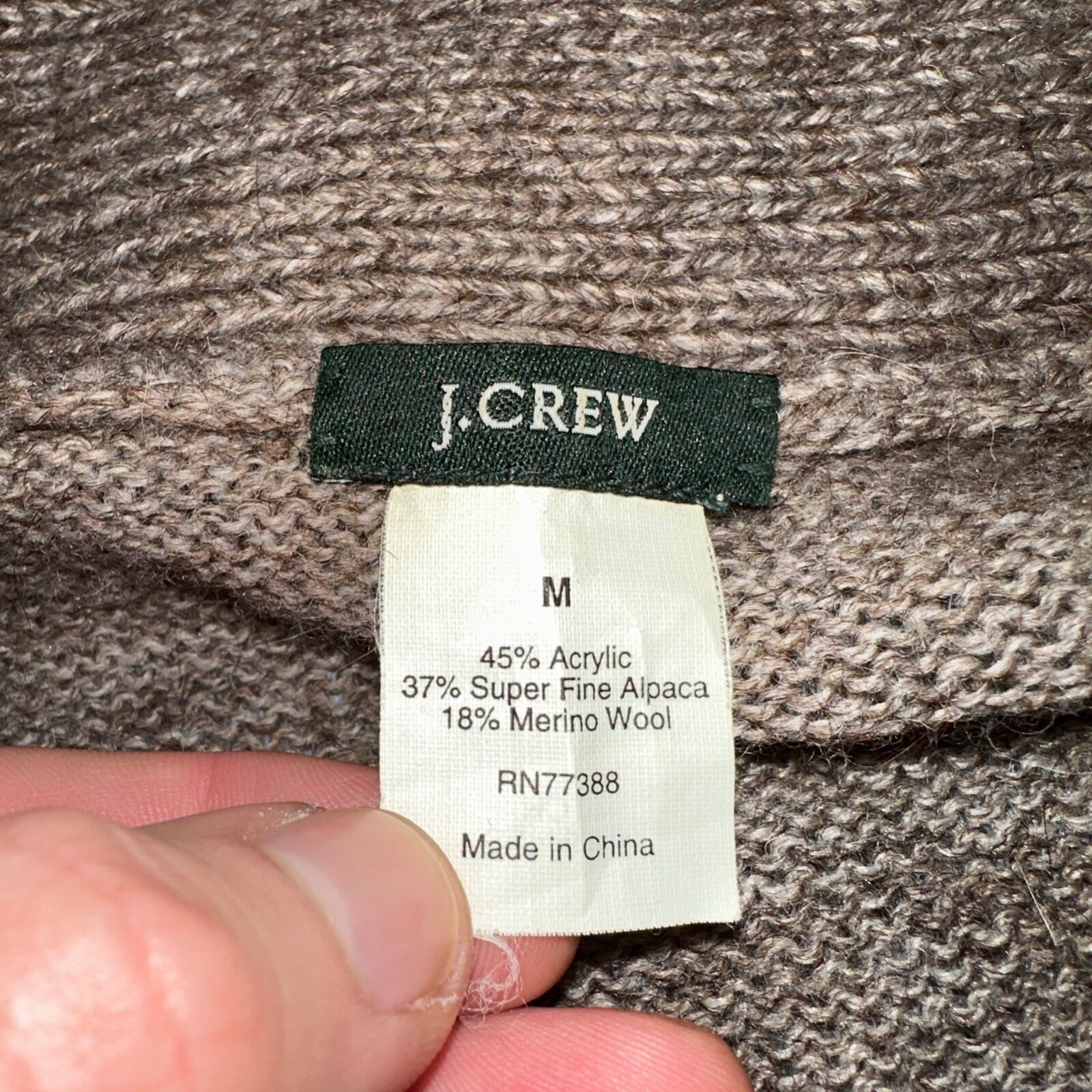 J.Crew Shawl Popover Sweater Brown Merino Wool Alpaca Size M Long Sleeve Cozy