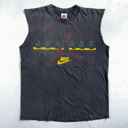 Nike Jordan Gym Tank Top T Shirt 90s Faded Black USA 1990s Basketball Gray Tag