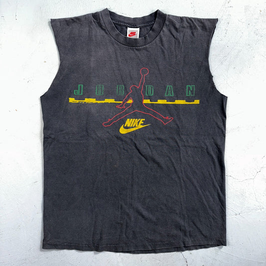 Nike Jordan Gym Tank Top T Shirt 90s Faded Black USA 1990s Basketball Gray Tag