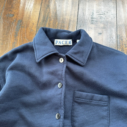 VTG 90s Pacer Womens Cotton Long Sleeve Button Up Navy Blue Shirt Size S