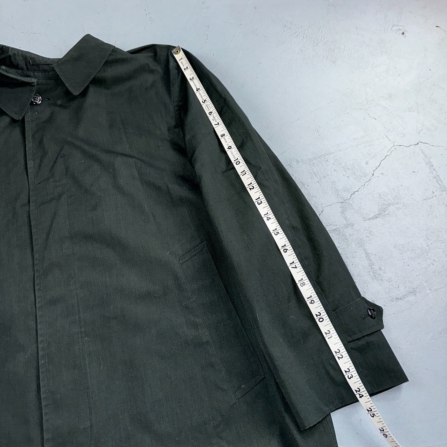 Aqaron Rain Trench Coat Mens 38 Short Green Long Sleeve Button Long Jacket