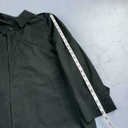 Aqaron Rain Trench Coat Mens 38 Short Green Long Sleeve Button Long Jacket