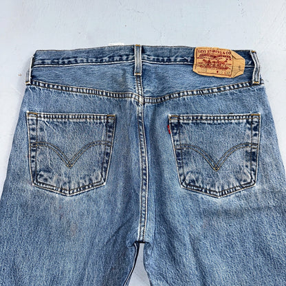 Levis 501 Vintage 90s Y2K Straight Leg Jeans Blue Light Wash 35x32 Act 34x31