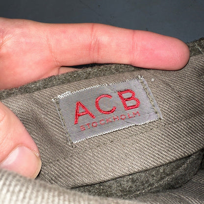 Vintage 1940s Swedish Army Wool Cargo Heavy Pants WWII Leather Straps 35x32