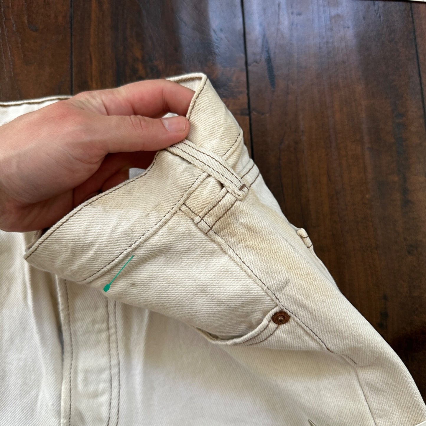 VTG 90s Levis 501 Button Fly 32x32 USA Tag Jeans Straight Wash White Act 30x31