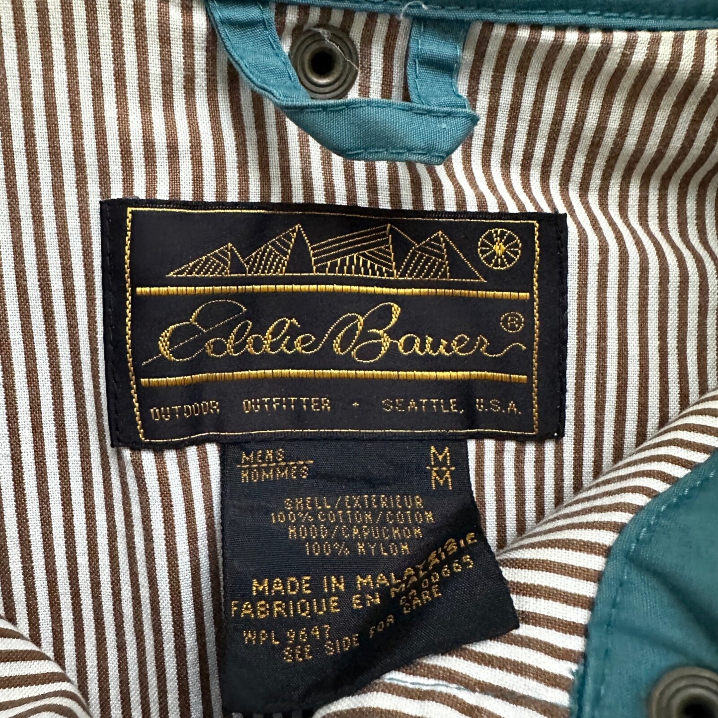 VTG Eddie Bauer Vest Mens M Green Blue Canvas Unlined Basic Cool Safari