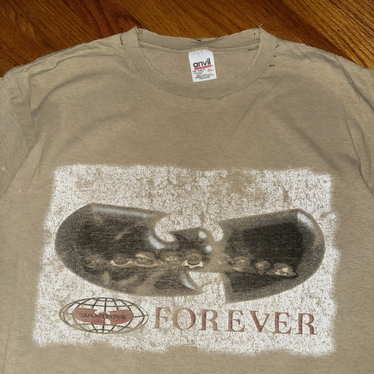 Vintage 1997 Wu Tang Forever Rap T-Shirt Size XL Music Grungy Thrashed Worn 90s