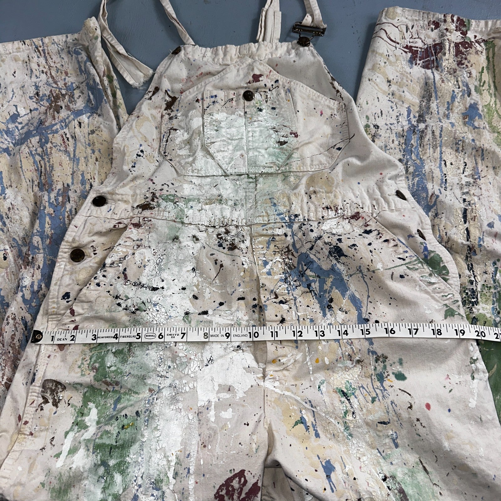 VTG Washington Dee Cee Thrashed Overalls Carpenter Bibs Workwear Painter Paint