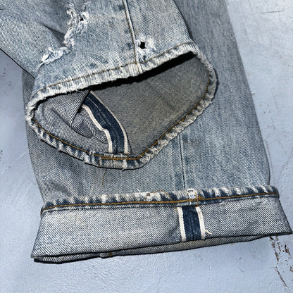 Levis 501 Vintage 80s Redline Selvedge USA XX Jeans Light Wash 36x31 Act 33x28