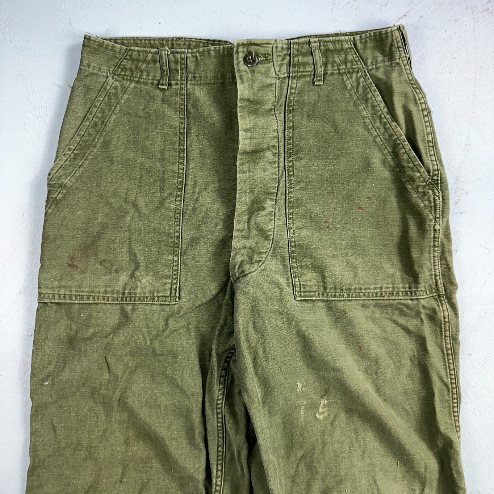 Vintage 1960s 70s Vietnam OG 107 Fatigue Pants 60s Button Fly 34x35 Act 33x26