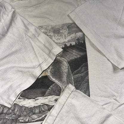 Wolf Howling Rare 90s VTG T Shirt Single Stitch Earth Animals Grunge Art Photo
