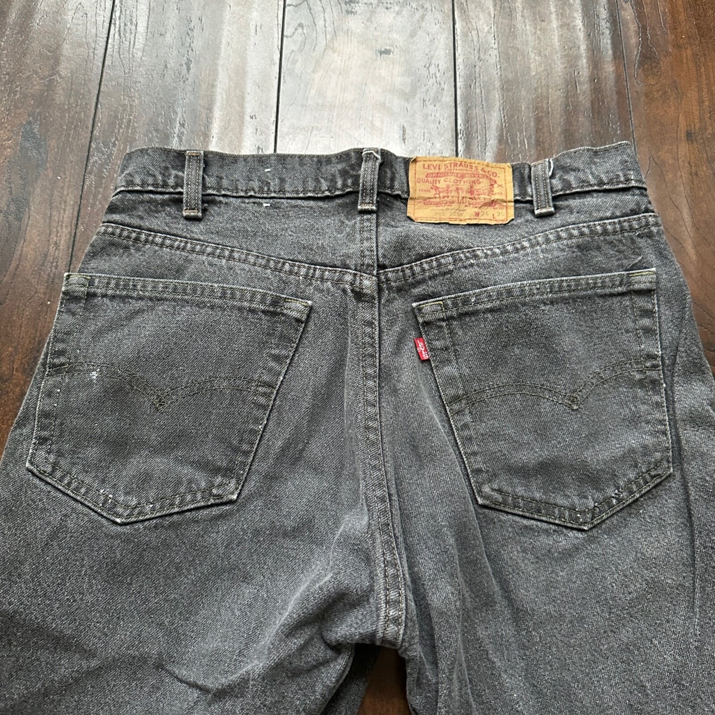 Vintage 90s Levis 505 34x30 Made In USA Tag Jeans Faded Grey 501 80s 31x28