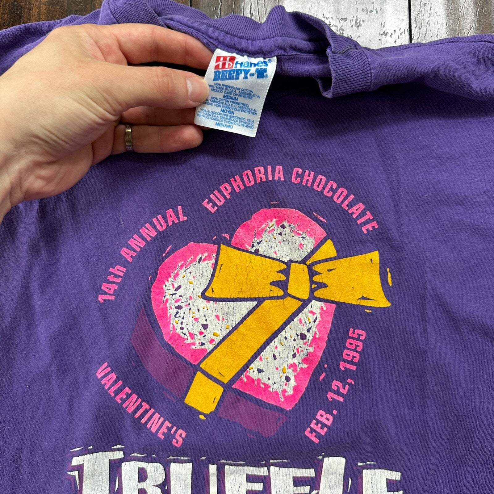 Oregon Truffle Trot Eugene VTG T Shirt Purple Long Sleeve Hanes Love Valentine