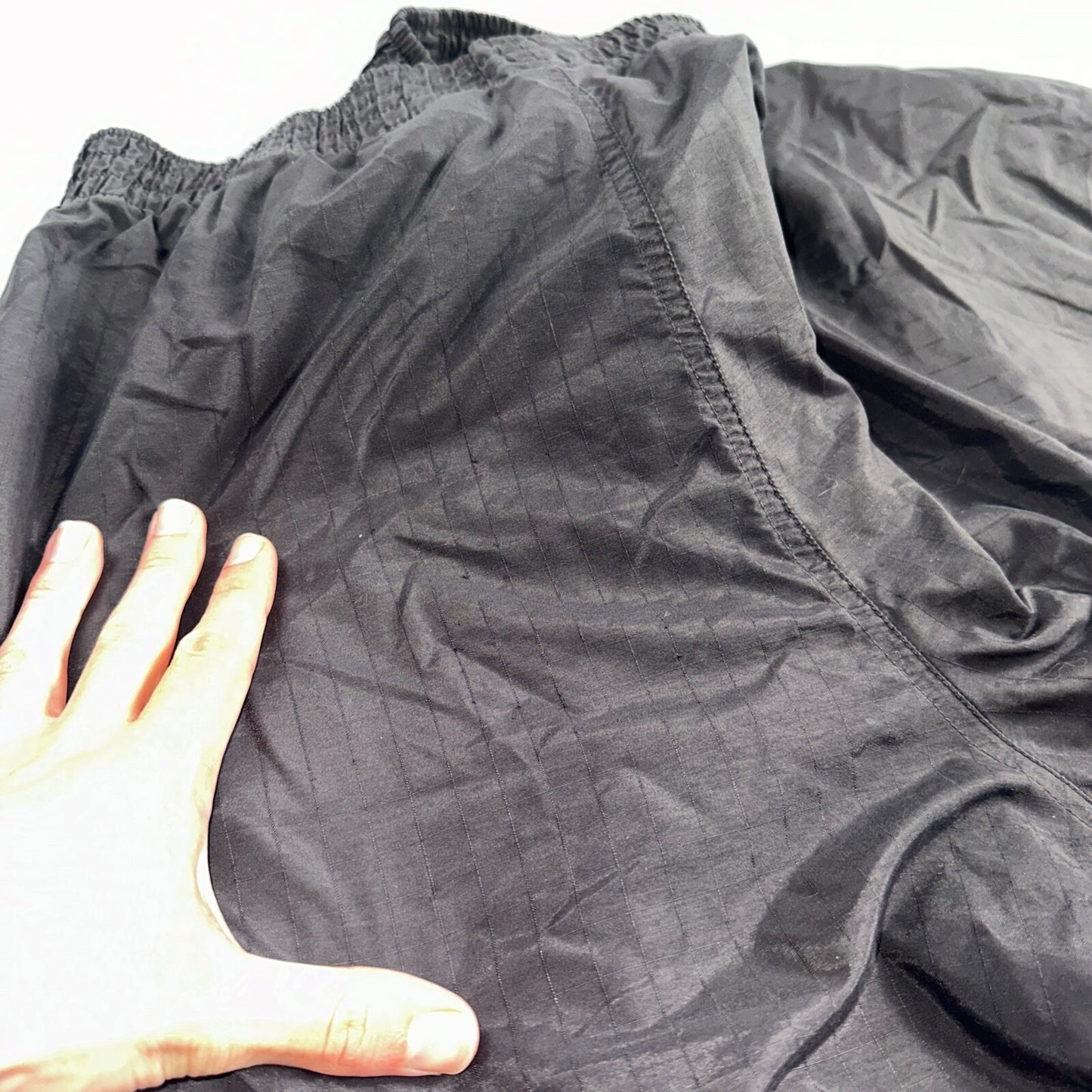 Nike Vintage Black Nylon Shorts Swoosh XL 90s Black Tag 9” Inseam Running Track