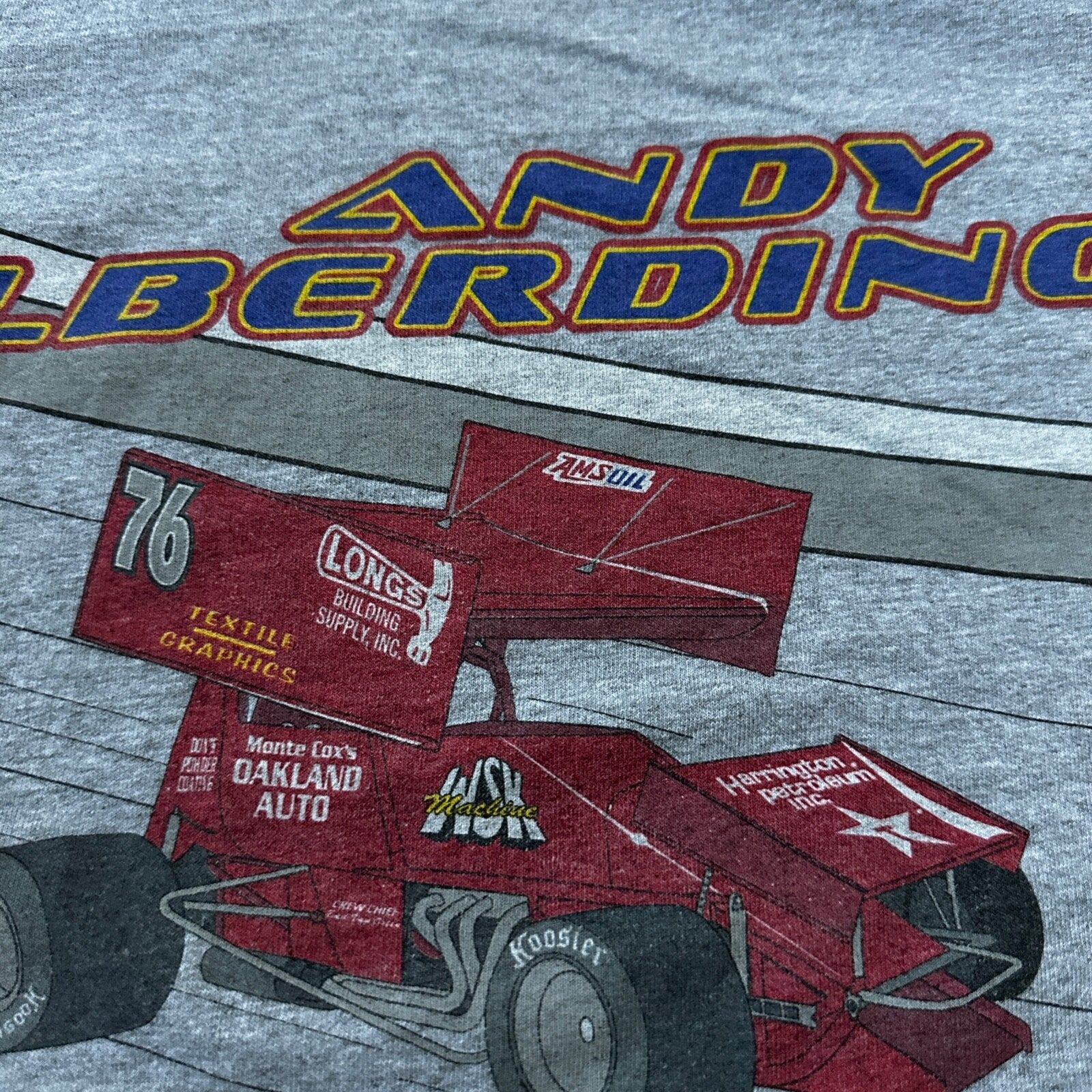 Andy Alberding Racing Nascar VTG T Shirt Y2K Grey Large Oakland Auto Promo Cool