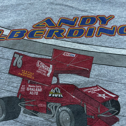 Andy Alberding Racing Nascar VTG T Shirt Y2K Grey Large Oakland Auto Promo Cool