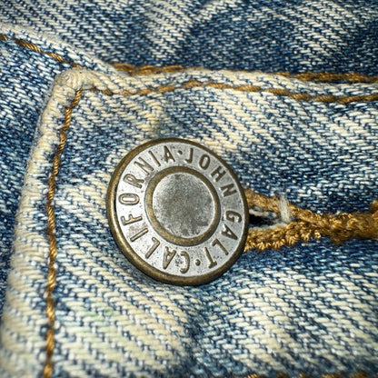 J Galt Jeans Womens Wide Leg Blue Cargo Denim Cotton Light Wash 27x30 Small