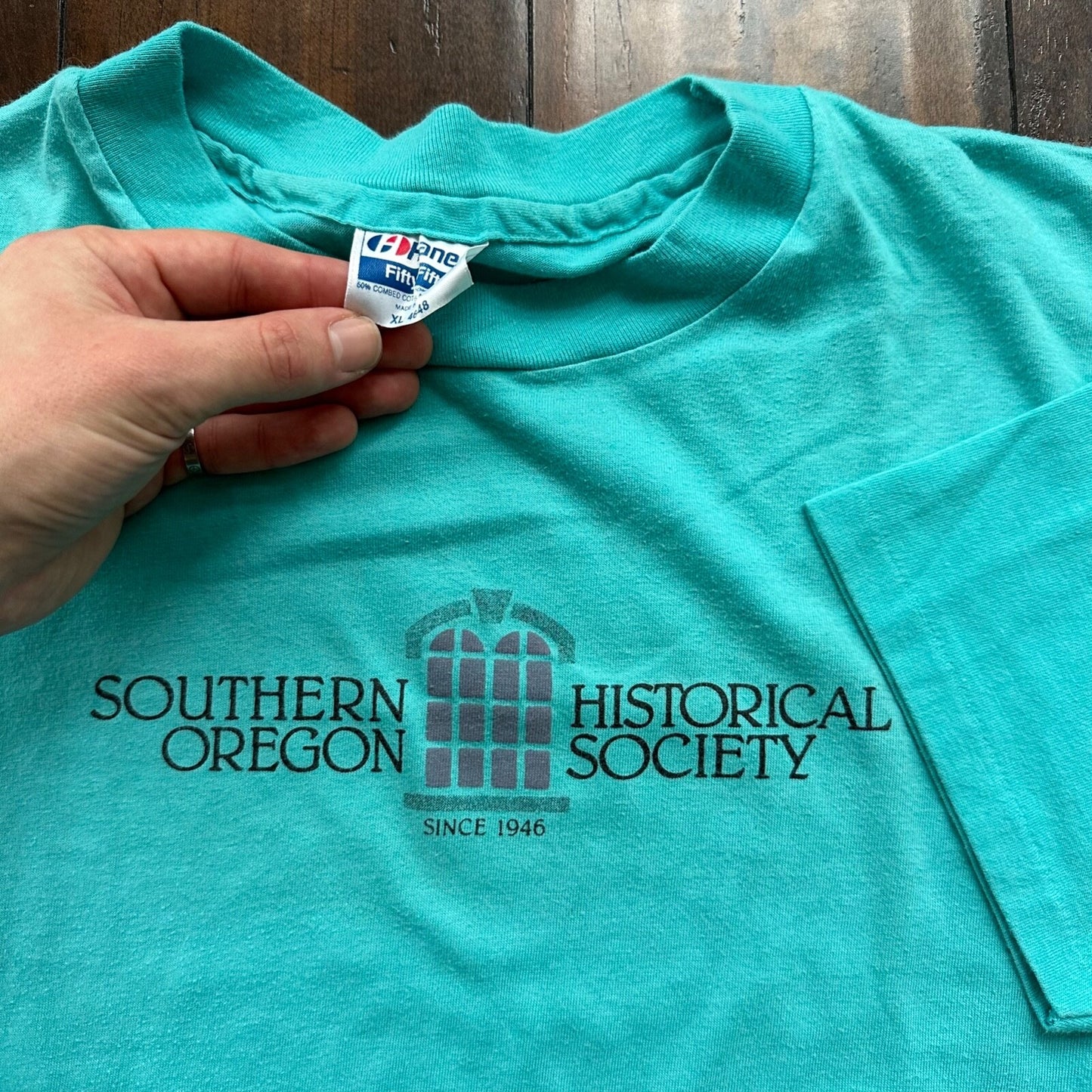 Southern Oregon Vintage T Shirt Hanes XL Single Stitch Teal PDX Portland 80s