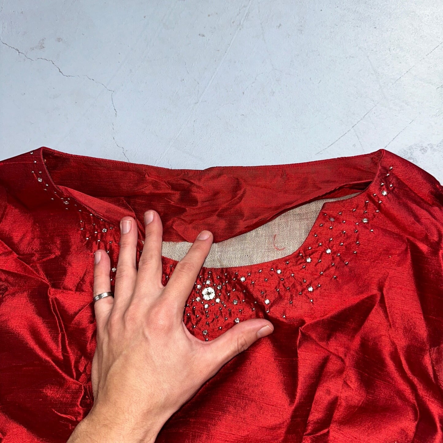 Real Vintage 1940s Lorayne Original Long Red Top Button Down Dress Women's 40s