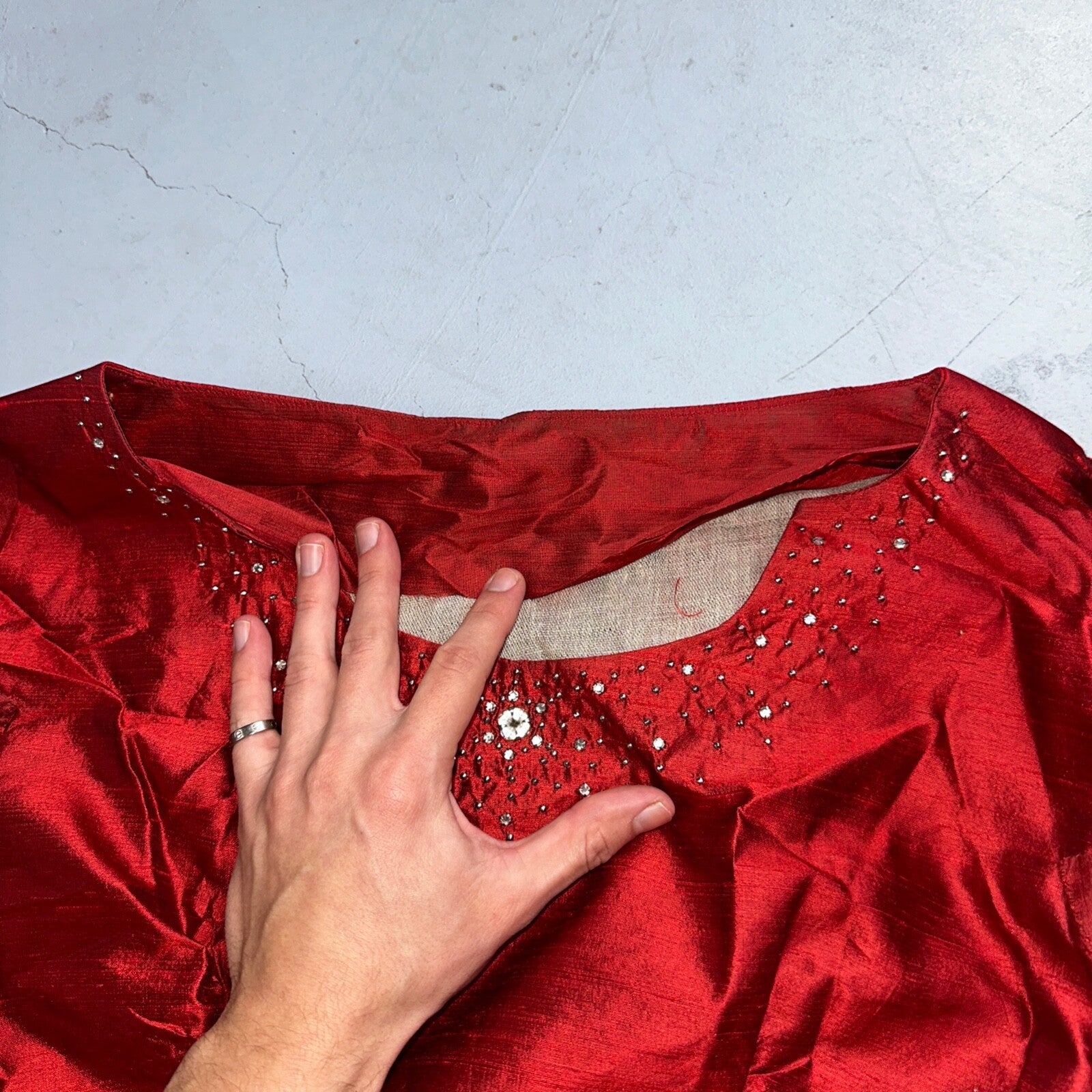 Real Vintage 1940s Lorayne Original Long Red Top Button Down Dress Women's 40s