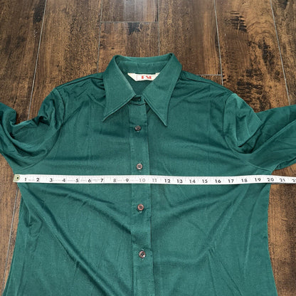 Vintage USA Rockabilly Womens Dress Shirt 60s 70s Night Cool Sanforized Green
