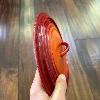 Le Creuset #B Oval Dutch Oven Lid Only France Enamel Pot Orange Flame VTG 1960s