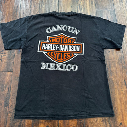 Harley Davidson Motorcycle Vintage T Shirt Y2K Cancun Mexico Motor Cool Rap