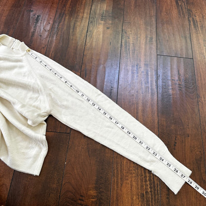 Vintage USA Rockabilly Womens White Sweater Zip 60s 70s Top Basic Sanforized