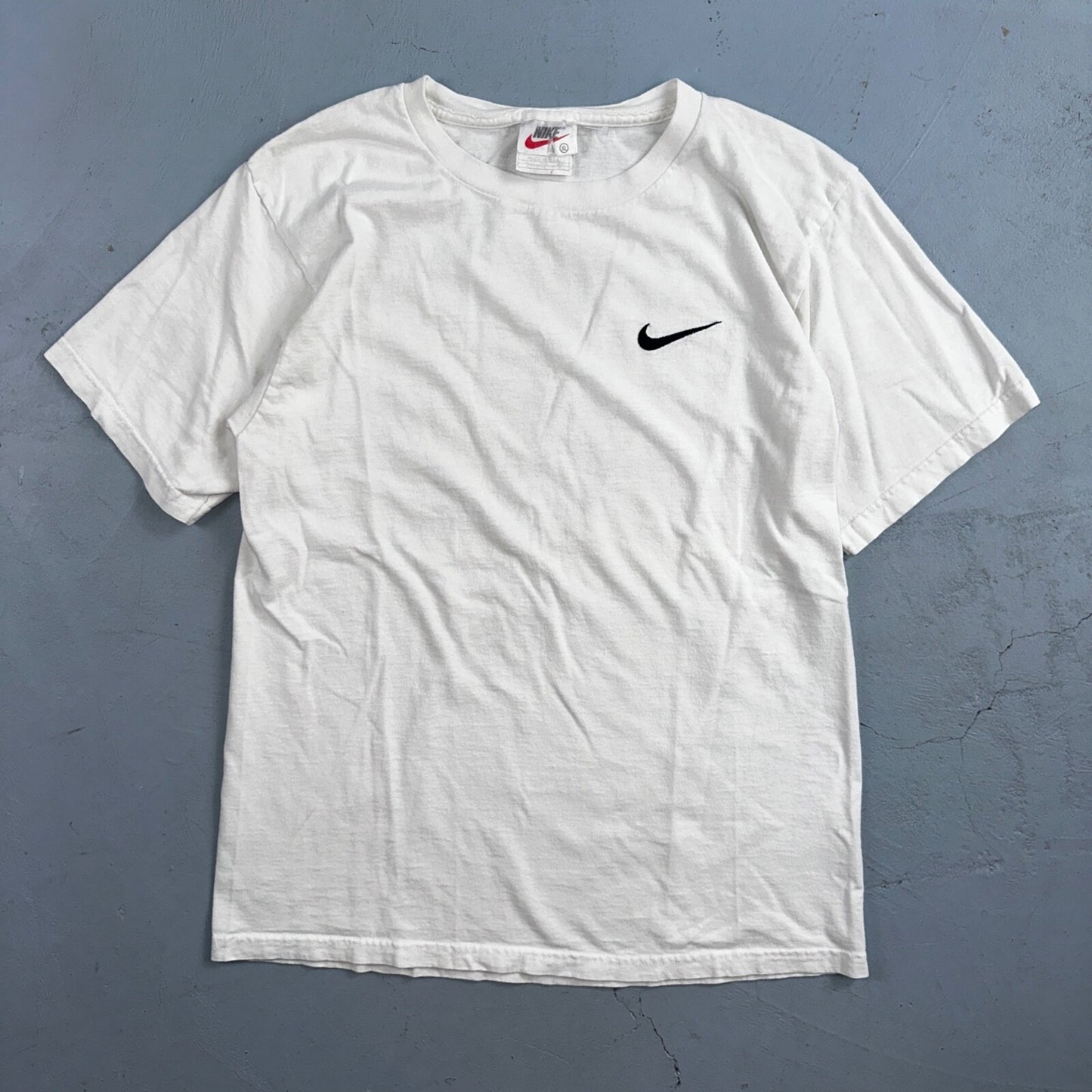 Nike Boys XL White Basic USA VTG T Shirt Side Check Embroidery Cool Gym Work 90s