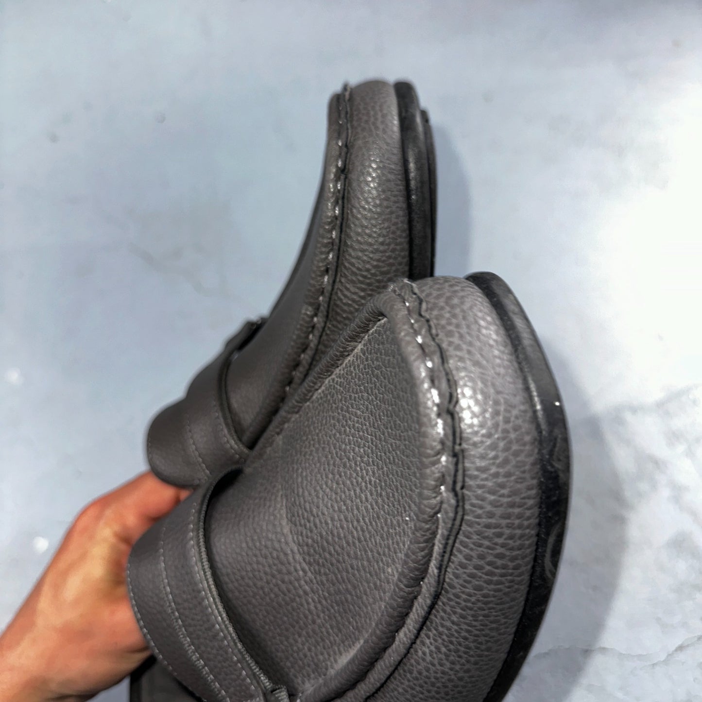 AKADEMIKS Men's Gray Faux Leather Roger Slip-On Driving Loafers SZ 12