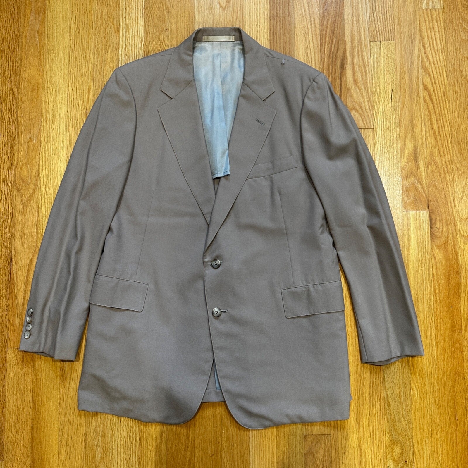 1960s Beige Sport Jacket VTG Mens Suit 44 36x29 Rockabilly Solid Tan Pants 60s