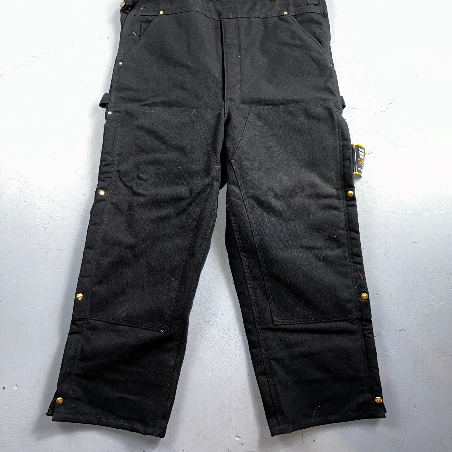 Carhartt R41 Quilt Lined Bib Overalls Mens 42x30 Black Duck Double Knee Tags VTG